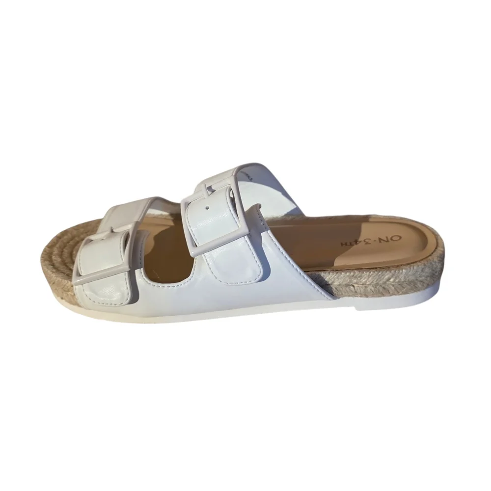 On 34th White Espadrille Slides